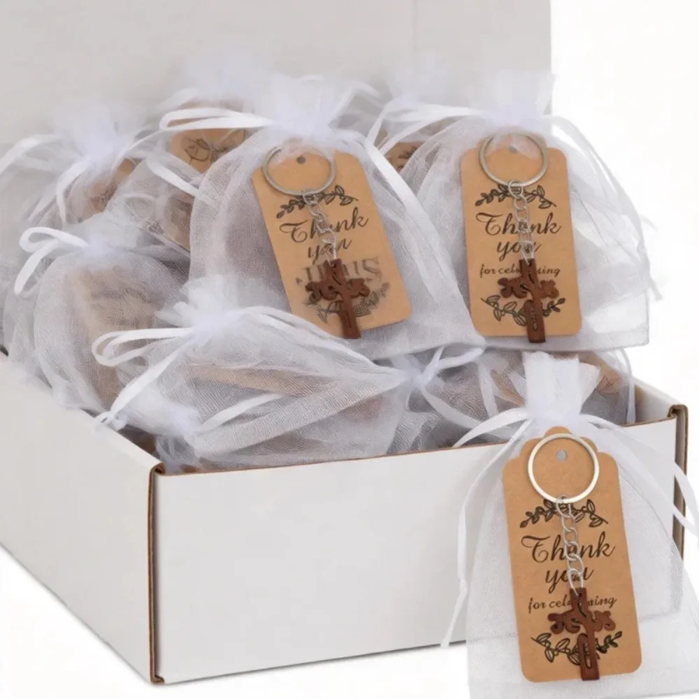 12/24/30Sets Wooden Cross Charms, Classic Pendant Keychain, Fashion Decorative Jewelry for Daily Party Holiday Gifts