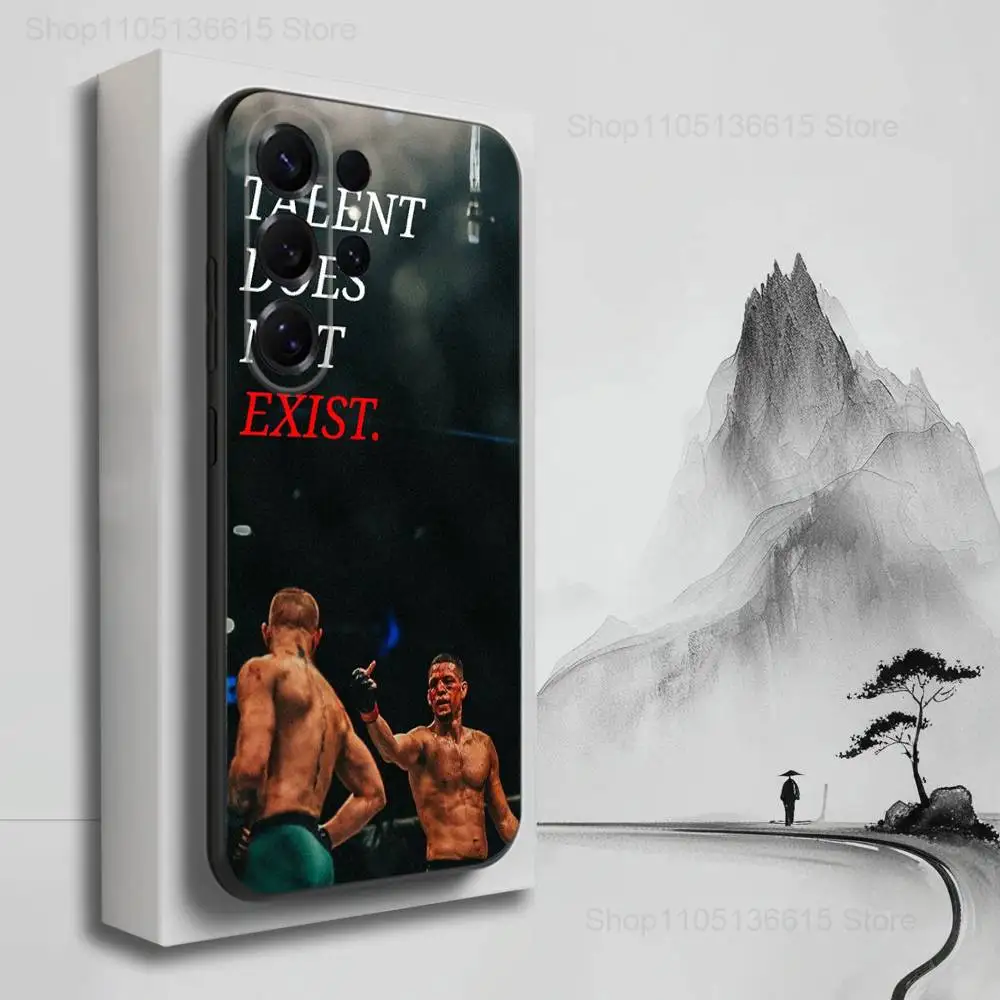 حافظة هاتف Boxing N-Nate D-Diaz لهاتف سامسونج S25، S24، S23، S22، S21، S20، S10، S9، Ultra، Plus، Lite، FE، غطاء أسود من السيليكون الناعم