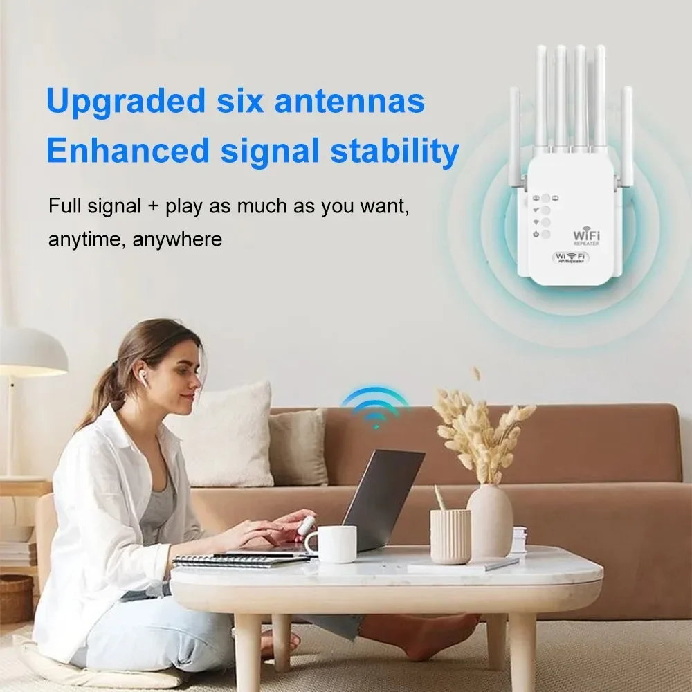 Repetidor WiFi inalámbrico de 1200Mbps, enrutador WiFi de doble banda 2,4G 5G, extensor de señal WiFi, amplificador WiFi de largo alcance,