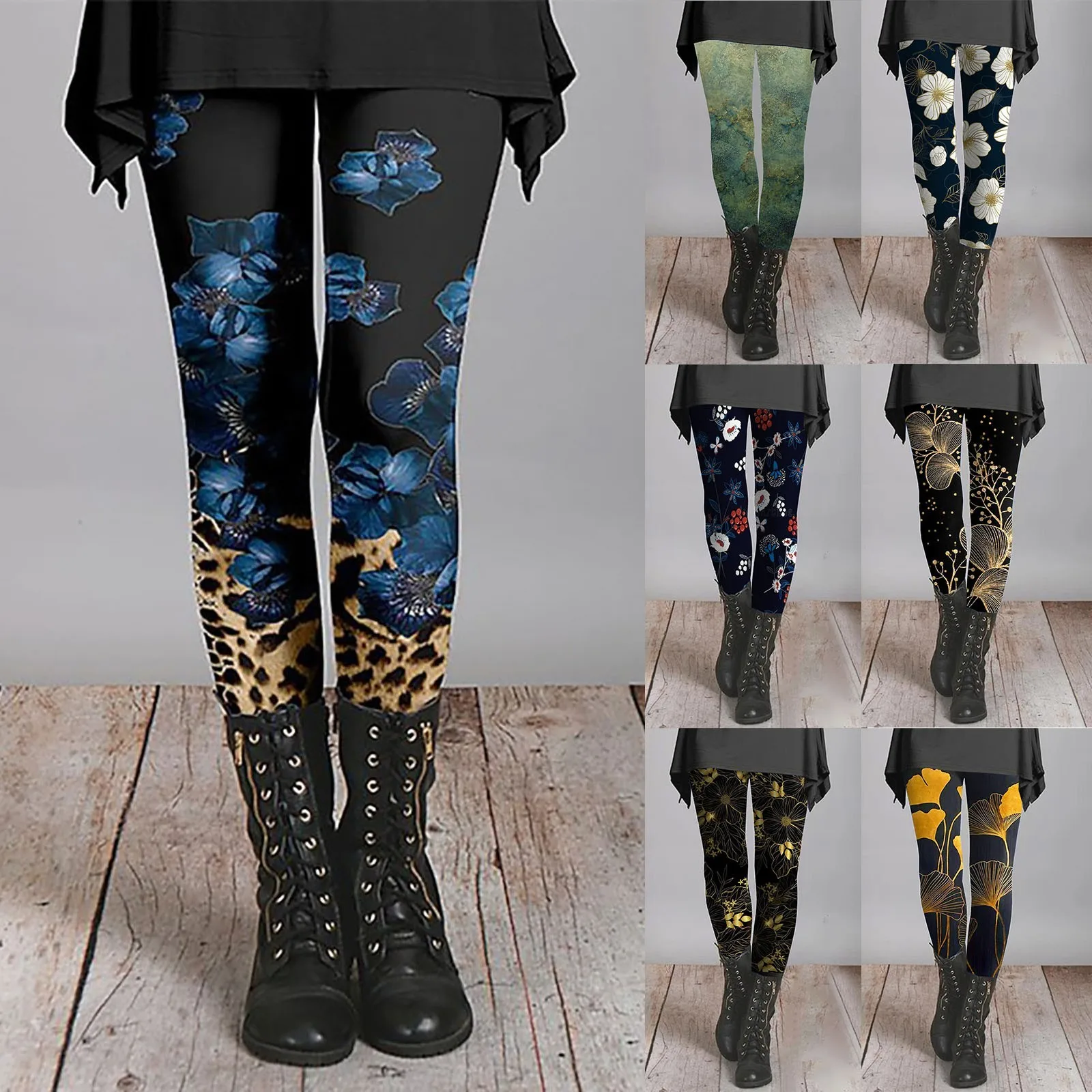 Fall New Fashion Leggings Women Y2k Aesthetic Floral Print Pants Autumn Winter Soft Fit Slimming High Waist Bottomed Pantyhose