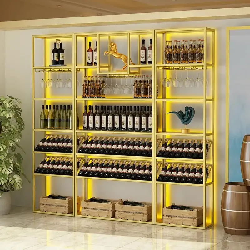 

Bottle Corner Liquor Wine Cabinets Display Salon Shelf Restaurant Drink Wine Rack Commercial Holder Barra De Vino Home Furniture