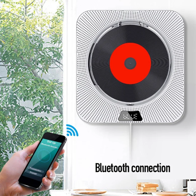 Портативный CD-проигрыватель с разъемом US, настенный музыкальный проигрыватель, встроенный высокоточный динамик, поддержка CD/USB/TF