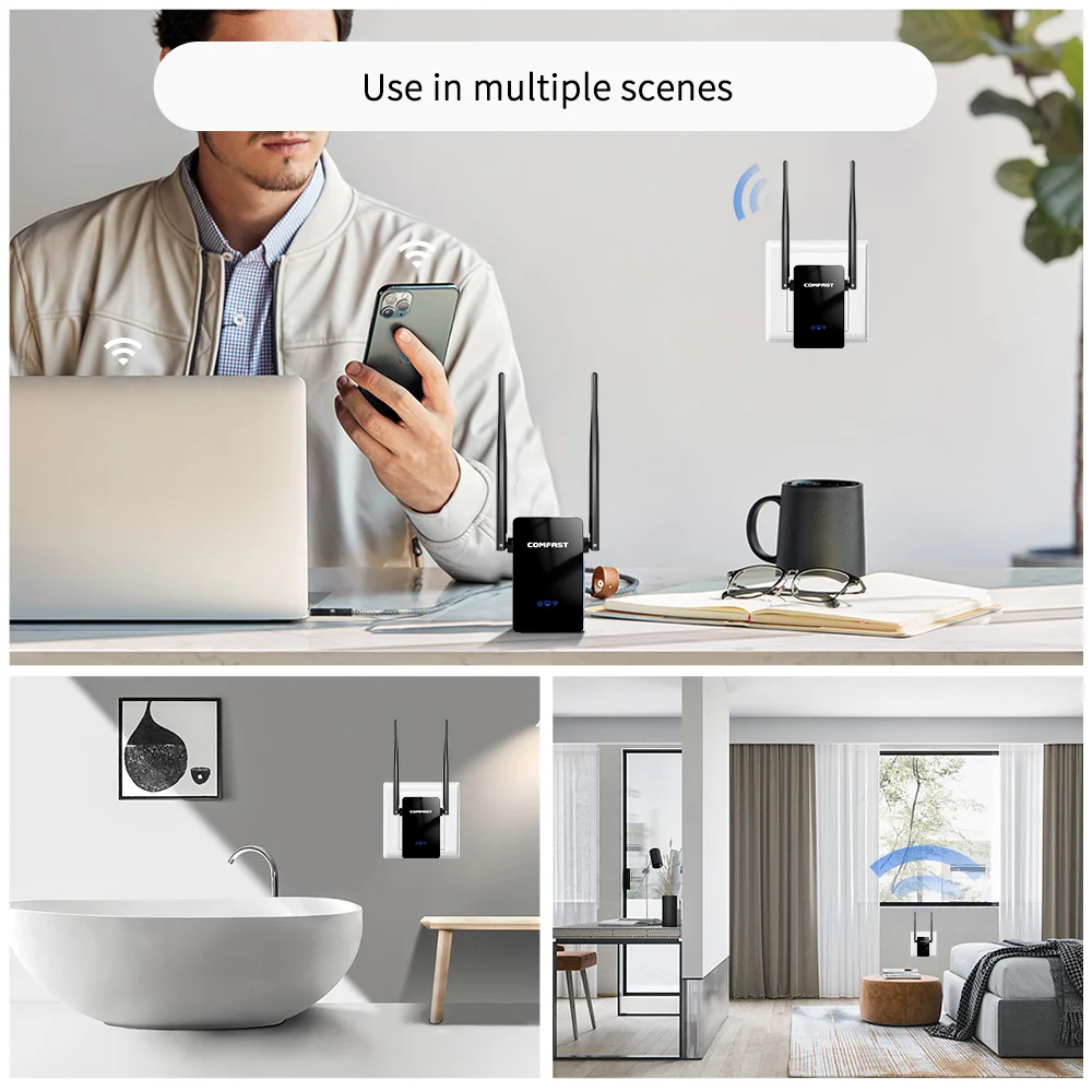 300Mbps Wifi Repeater Extender 802.11b/g/n Comfast Long Range Repetidor De Sinal Wifi Amplificador 2 Antena Route Signal Booster