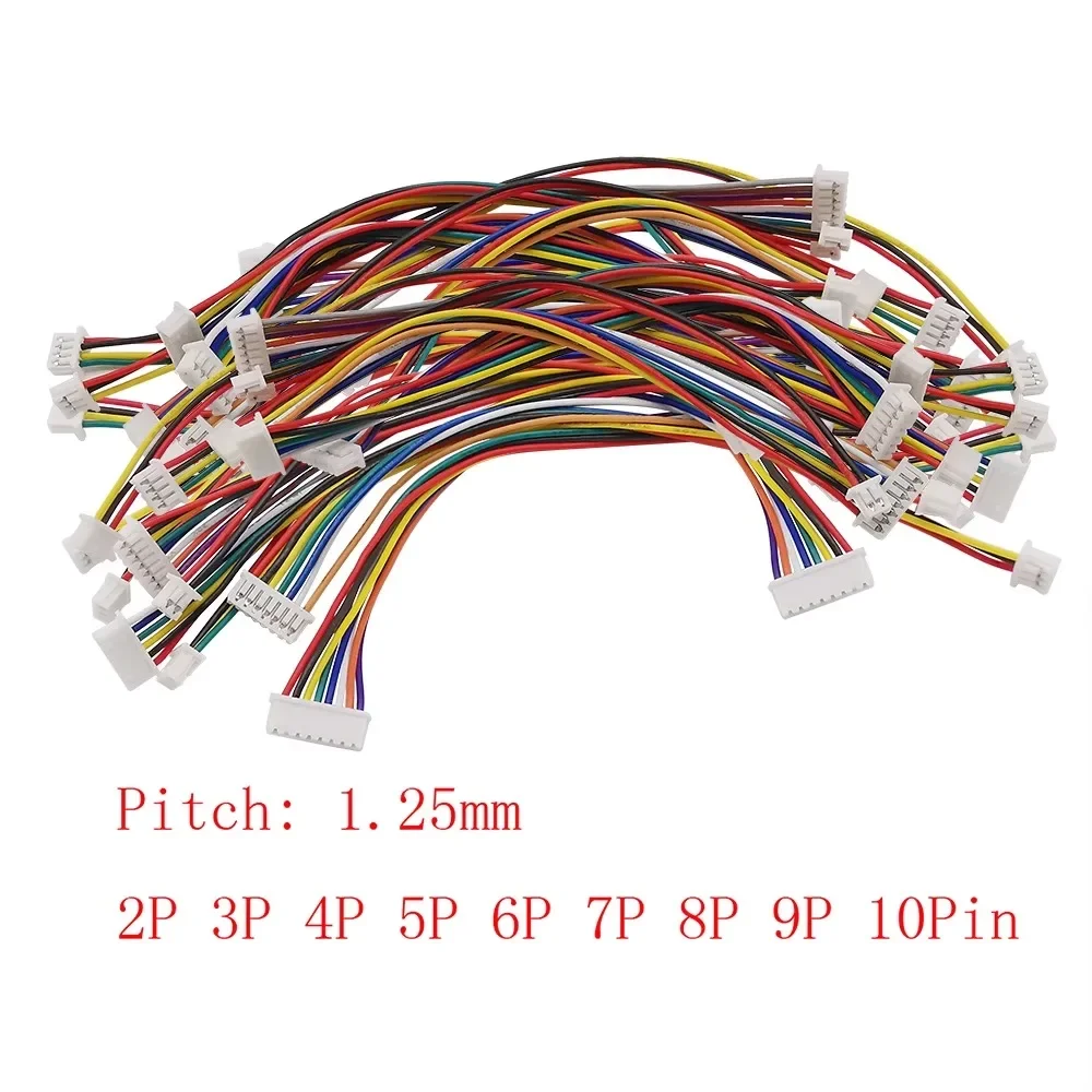 

5 шт. Jst-gh1.25 проводной кабельный разъем DIY JST 2/3/4/5/6/7/8/9/10-контактный разъем электронной линии с двойным подключением 28AWG 10 см