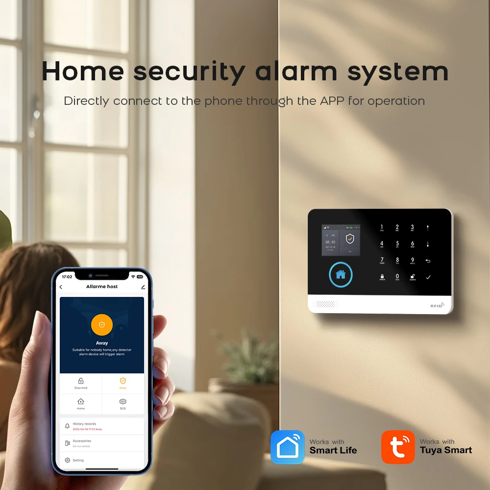 GSM Wifi Tuya نظام إنذار لاسلكي للمنزل الذكي مضاد للسرقة تطبيق Smart Life متوافق مع Alexa لمرآب المكاتب والشقة
