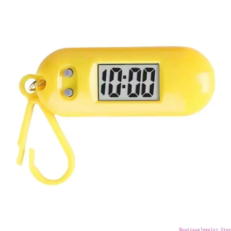 E1PE LED Digital Keychain Pocket Watch Portable Miniature Clock for Students Kids Lightweight Timepiece Backpack Pendant
