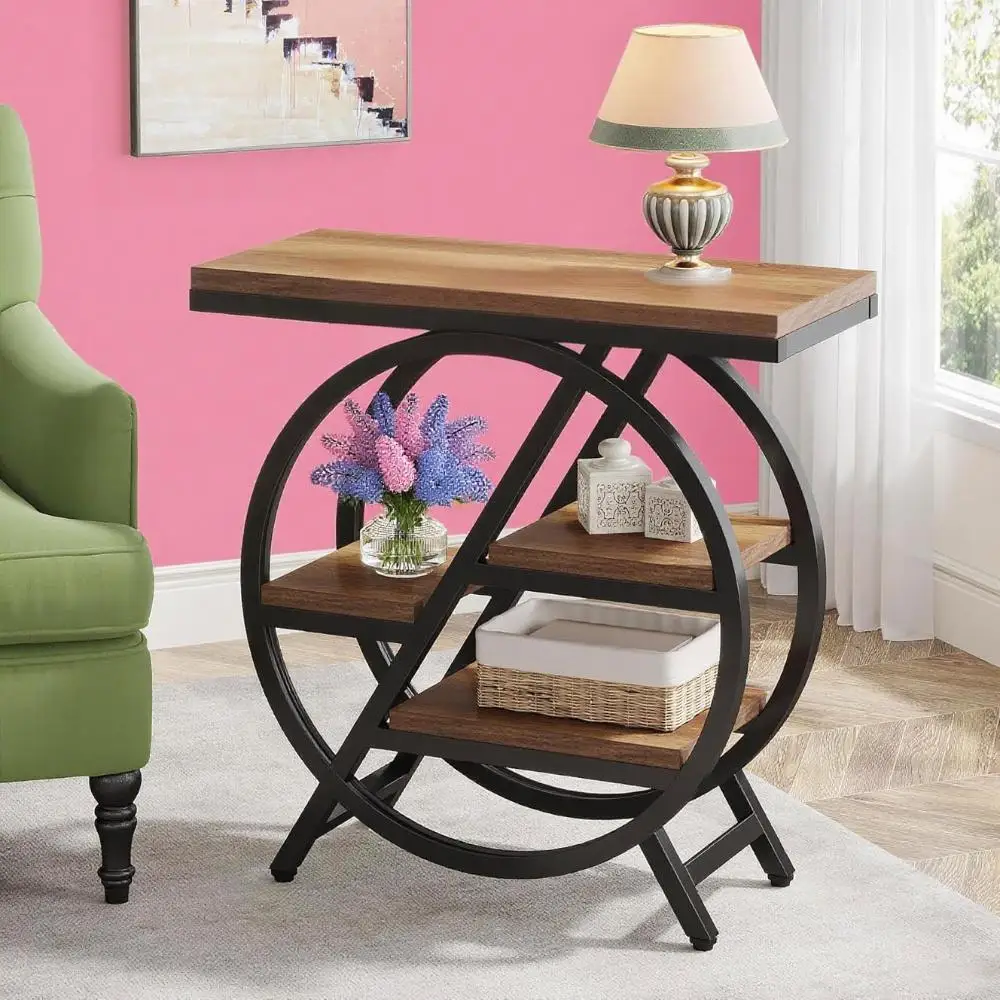 

Sofa side table, metal frame, display rack, suitable for use in study, bedroom, living room, and office.