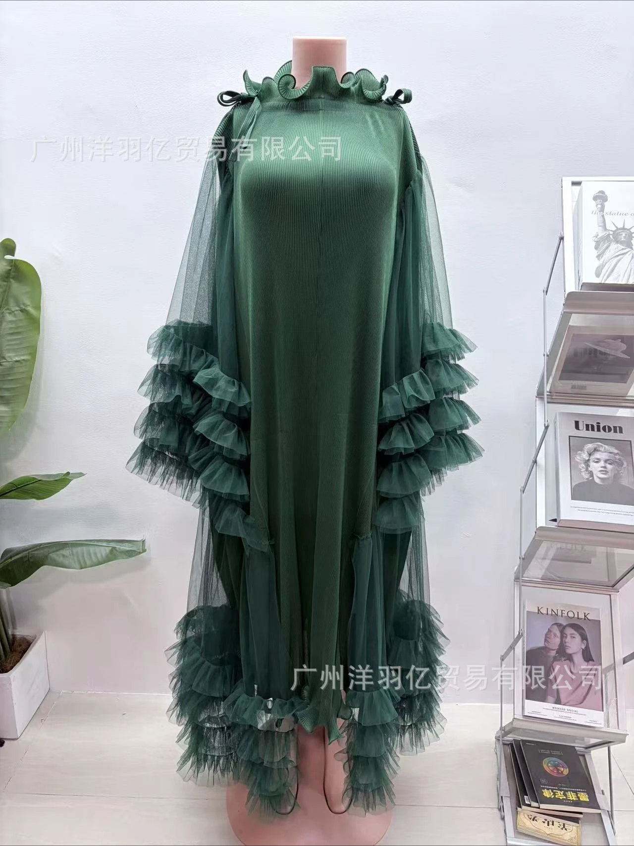 ANLAN Pleated Long Sleeves Photo Shoot Wedding Dress/Tulle Gown/Maternity Dress/Baby Shower Dress/Photography Dress 1AN5276 view 2