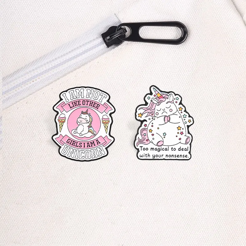 Magisches Einhorn-Geister-Hexen-Emaille-Abzeichen, lustiges Zitat, Cartoon-Anstecknadel, dekorative Brosche, Schmuck, Geschenk für Freunde – Detail 4
