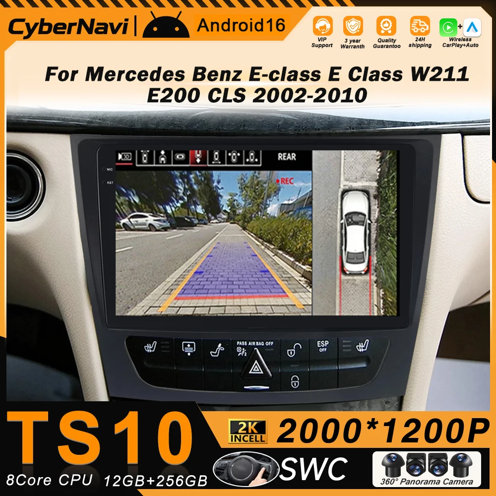 

Android For Mercedes Benz E-class E Class W211 E200 CLS 2002-2010 Carplay WIFI 4G GPS DSP Car Audio Multimedia Player Bluetooth