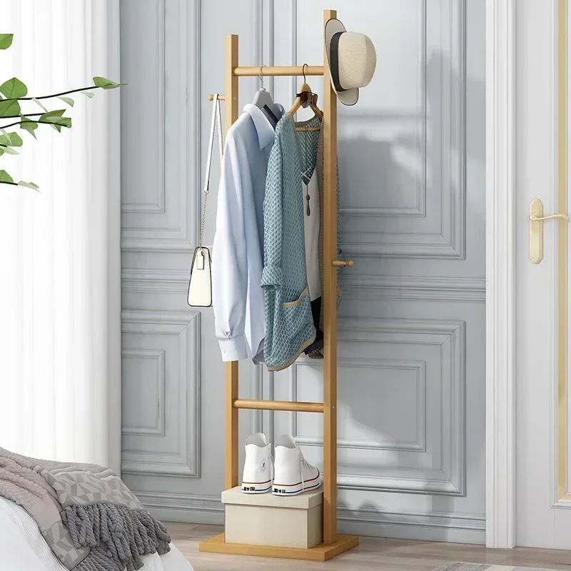 Folding Luxury Coat Rack Vertical Wooden Design Entrance Living Room Clothes Space Saver Storage