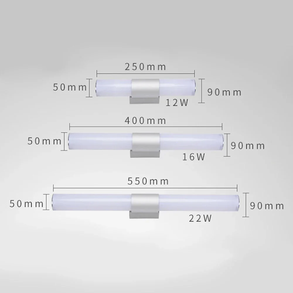 Imagem -05 - Lâmpadas de Parede Led Impermeáveis para Banheiro Luz Espelhada Tubo Moderno 12w 16w 22w Ac85265v