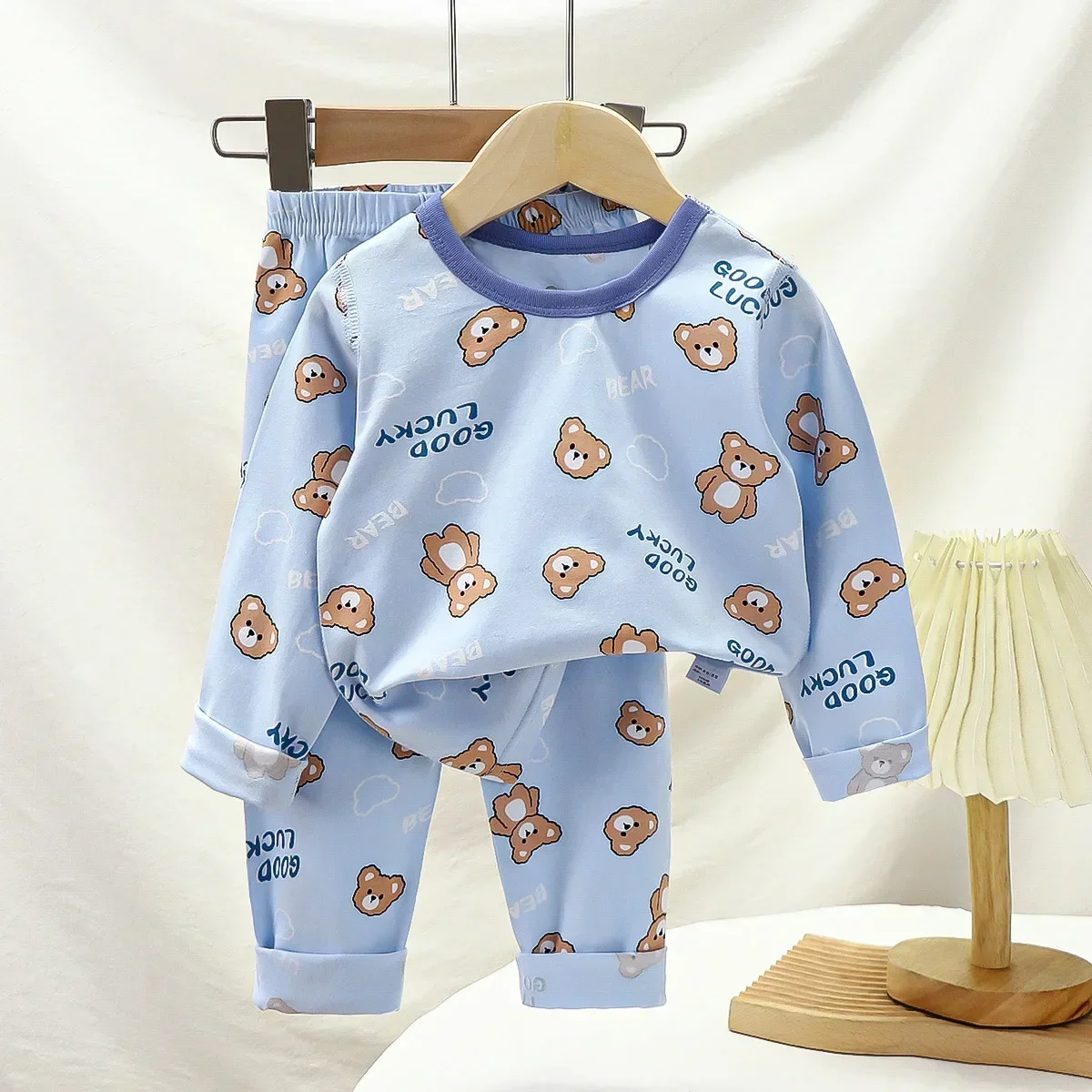 New 2024 Autumn Kids Warm Pajamas Baby Boys Girls Cute Cartoon Long Sleeve Lycra Pyjamas Toddler Sleepwear Casual Clothing Sets