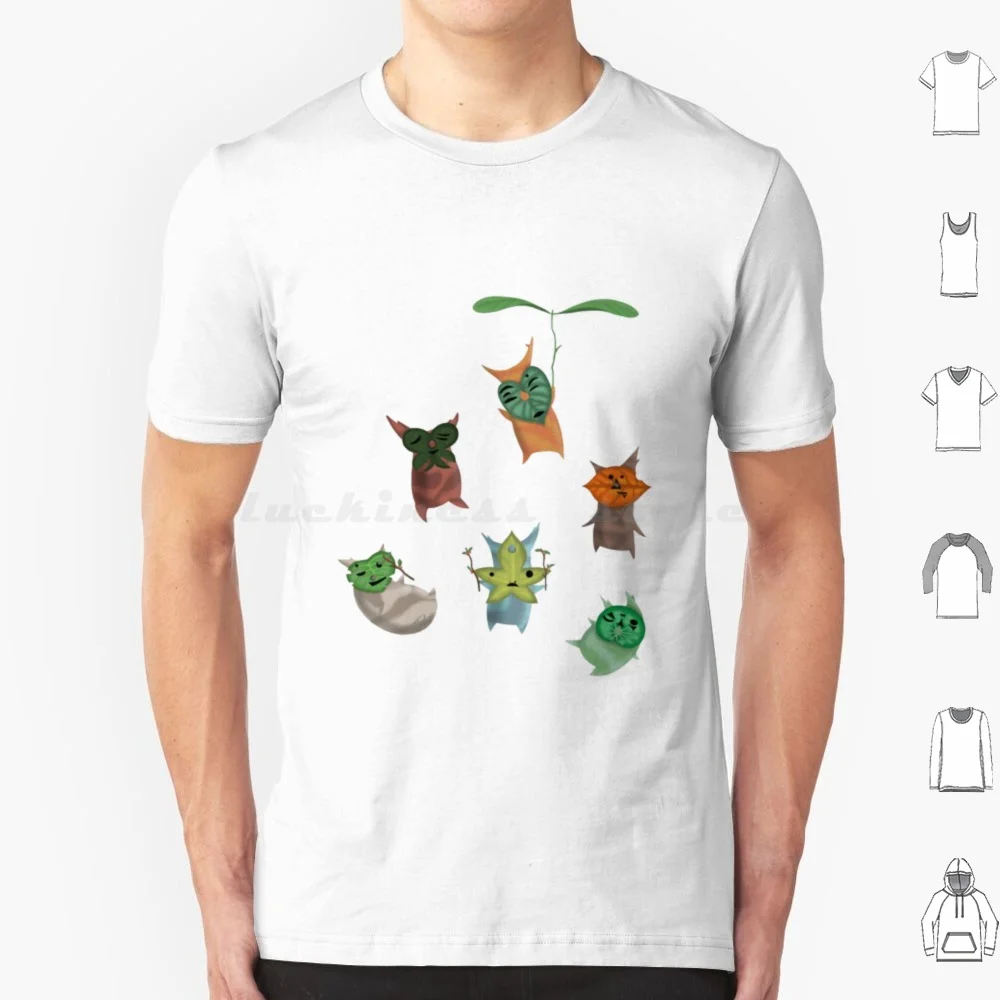 Camiseta 100% algodón de la leyenda de Breath Of The Wild, paquete de pegatinas de Korok, gran tamaño, Loz Korok, la leyenda de los videojuegos, juego lindo