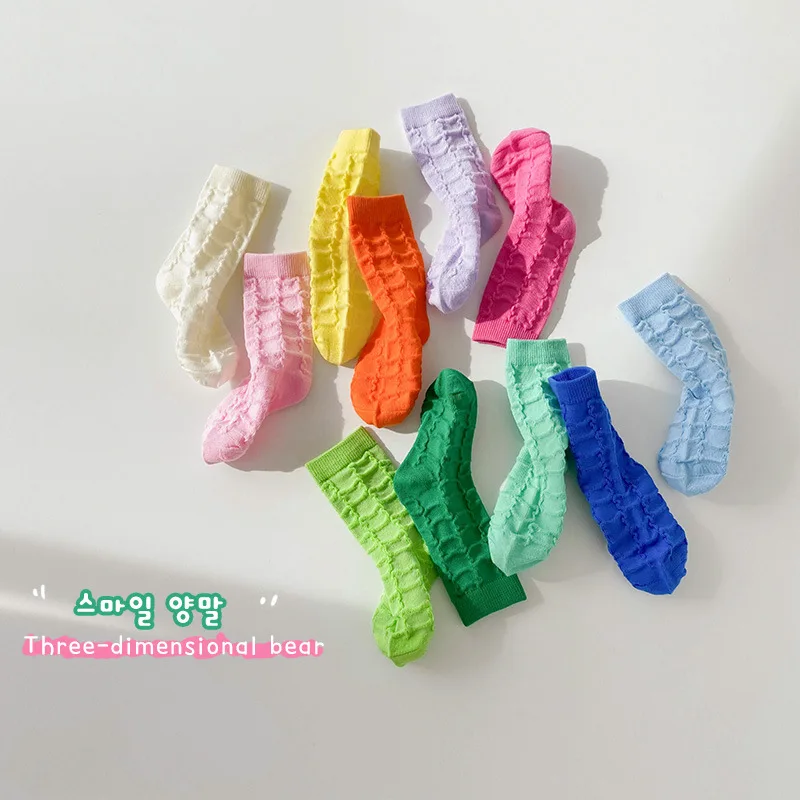 3-12T Soft Solid Socks Summer Newest Candy Color Socks Kids 3 Pairs/bag Little Children Baby Girls Boys Infant Cotton Sock