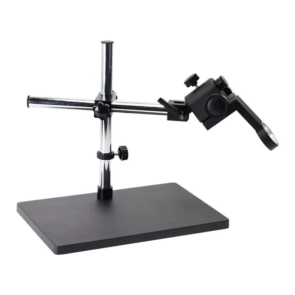 Single Arm Microscope Boom Stand Black With Holder Bracket 50mm Universal 360 Degree Rotating For Stereo Microscope Body