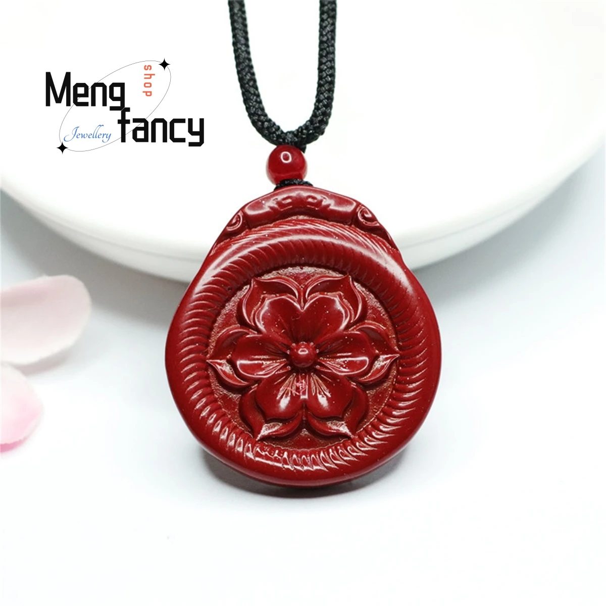 

Natural Cinnabar Purple Gold Sand Lotus Pendant Simple Generous Personality Retro Men Women Jewelry Amulet Mascot Holiday Gift