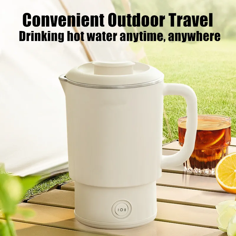 220V 0.6L Mini Folding Kettle Portable Water Heater 600W Silicone Compression Electric Kettle Home Kettle Easy To Travel