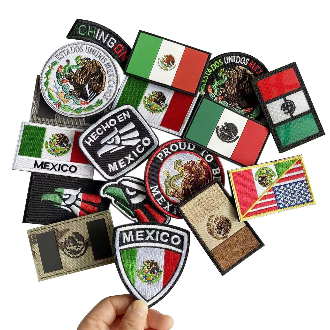 HECHO EN MEXICO Emblem, Mexiko-Adler Nationalflaggen-Abzeichen, Kleidungs-Applikation, Stickerei-Patches, Militärrucksack Taktische Aufkleber