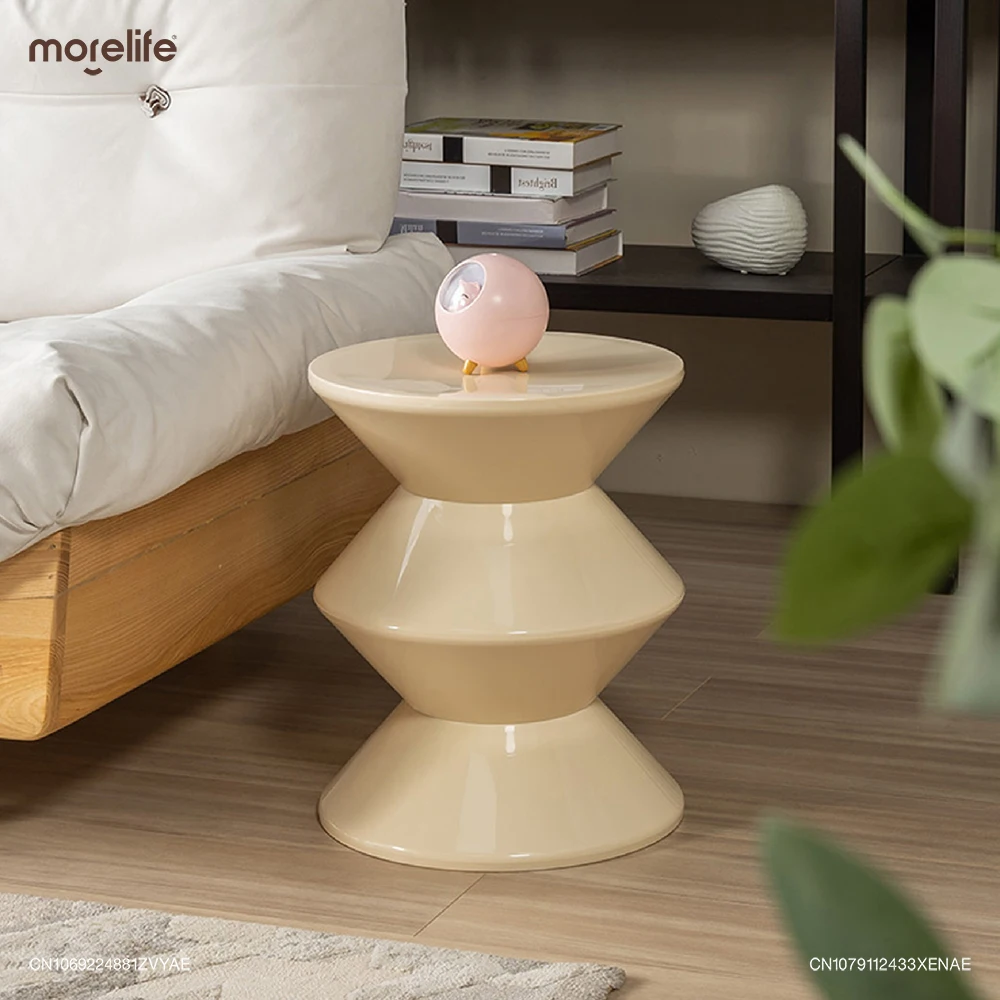 Round Small Coffee Table Plastic Footstool Living Room Sofa Side Tables Shoe Changing Stool Bedroom Small Nightstands Furniture