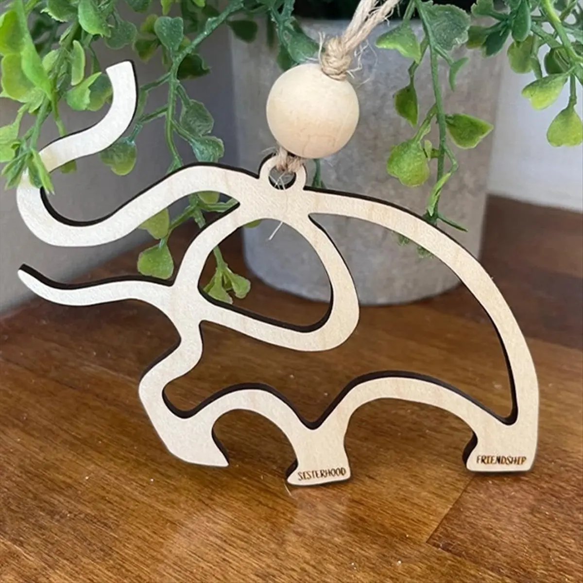 LUCK Friendship Elephant Ornament, Wooden Elephant Ornament with Story Card, Friendship Gift Elephant Ornament for Friends
