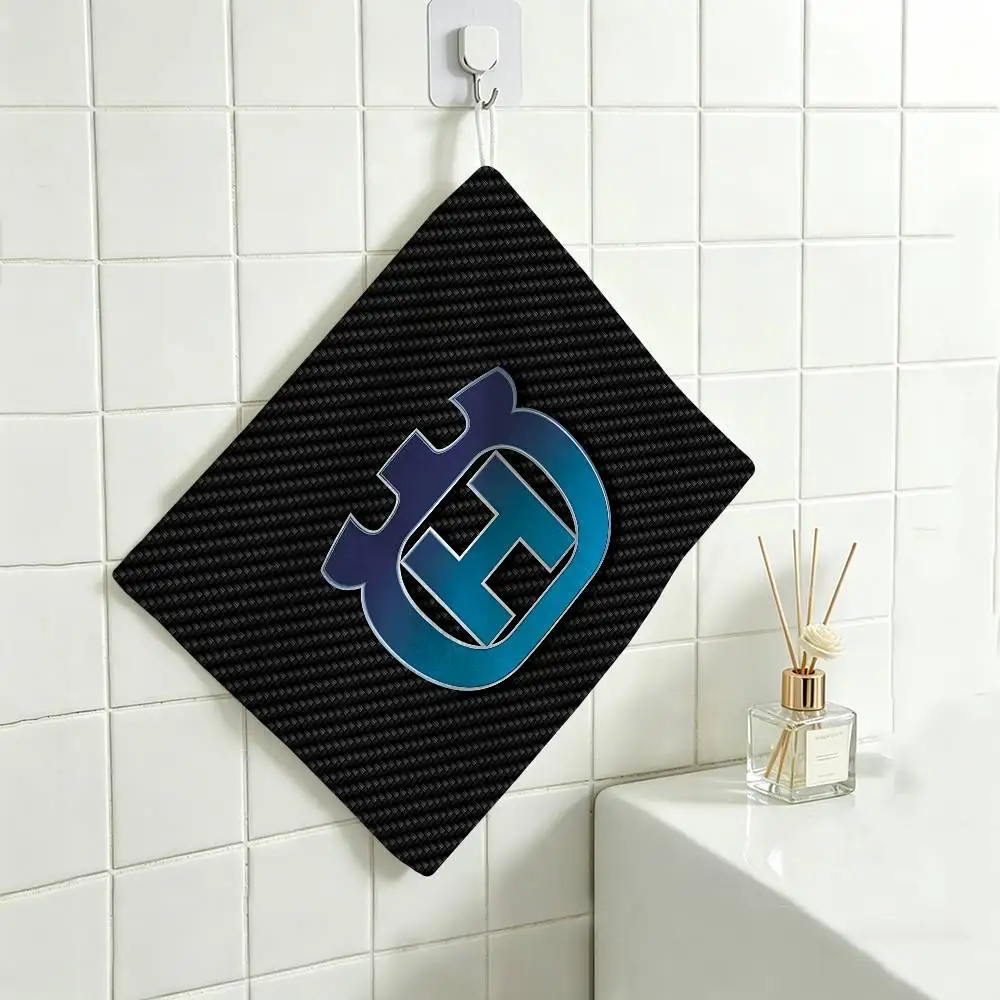 H-Husqvarnas logo Household Hanging Towel, Polyester Cotton Hand Wiping Towel, Sturdy for Bathroom Bedroom - view 6