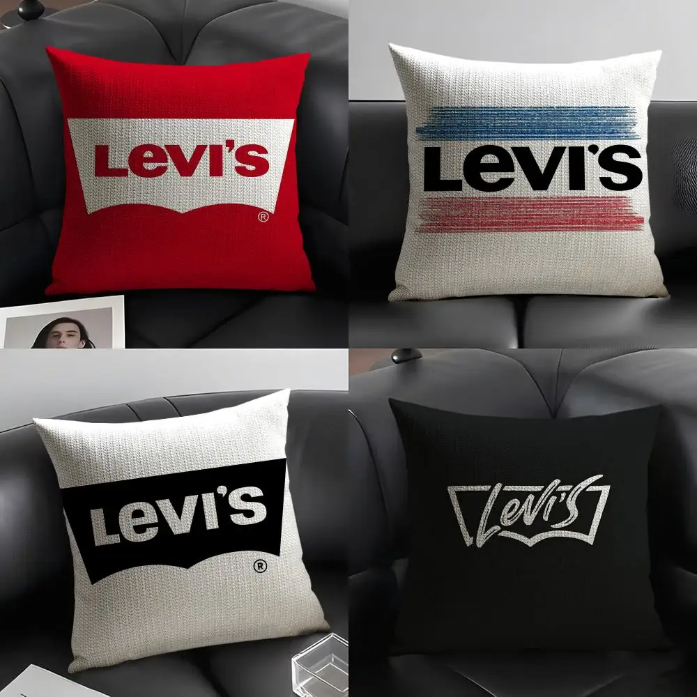 Funda de cojín marca L-Levis, tela orgánica de lino natural, impresión a doble cara, decoración del hogar, funda de almohada de regalo