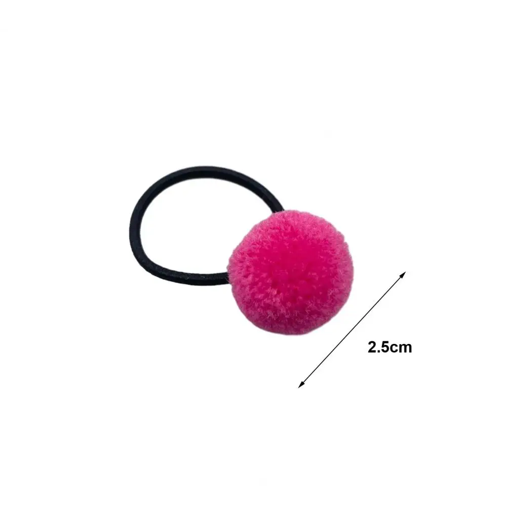 2Pcs Kids Hair Tie Solid Color Pompom Cute High Elastic Soft Women Sweet Girls Animal Hair Ball Ring Rubber Baby Hair Bands