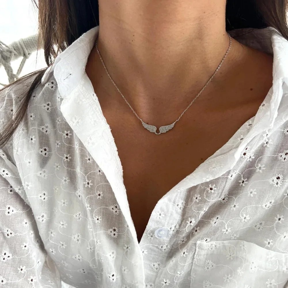 New Creativity Angel Wings Unique Design Pendant Necklace Classic Accessories All-match Personality Clavicle Chain Charm Jewerly