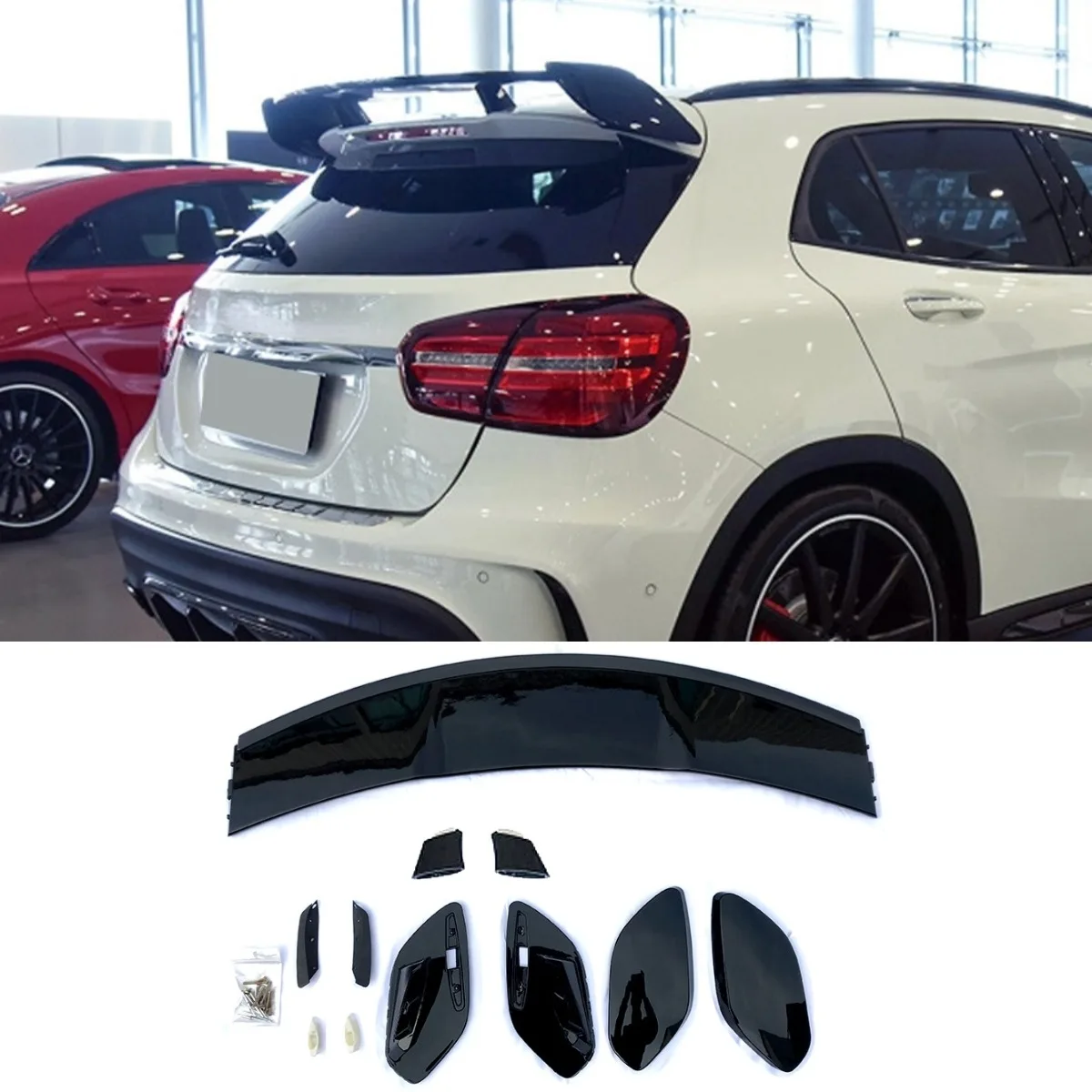 For Mercedes Benz GLA-Class X156 GLA180 200 260 GLA45 AMG Body Kit Rear Roof Spoiler Rear Roof Wing Car Accessories