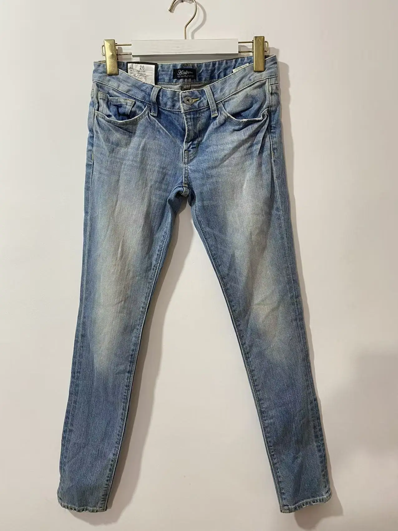 Ventas Japón estilo Moussy Azul pantalones vaqueros acampanados de algodón pantalones pitillo ajustados