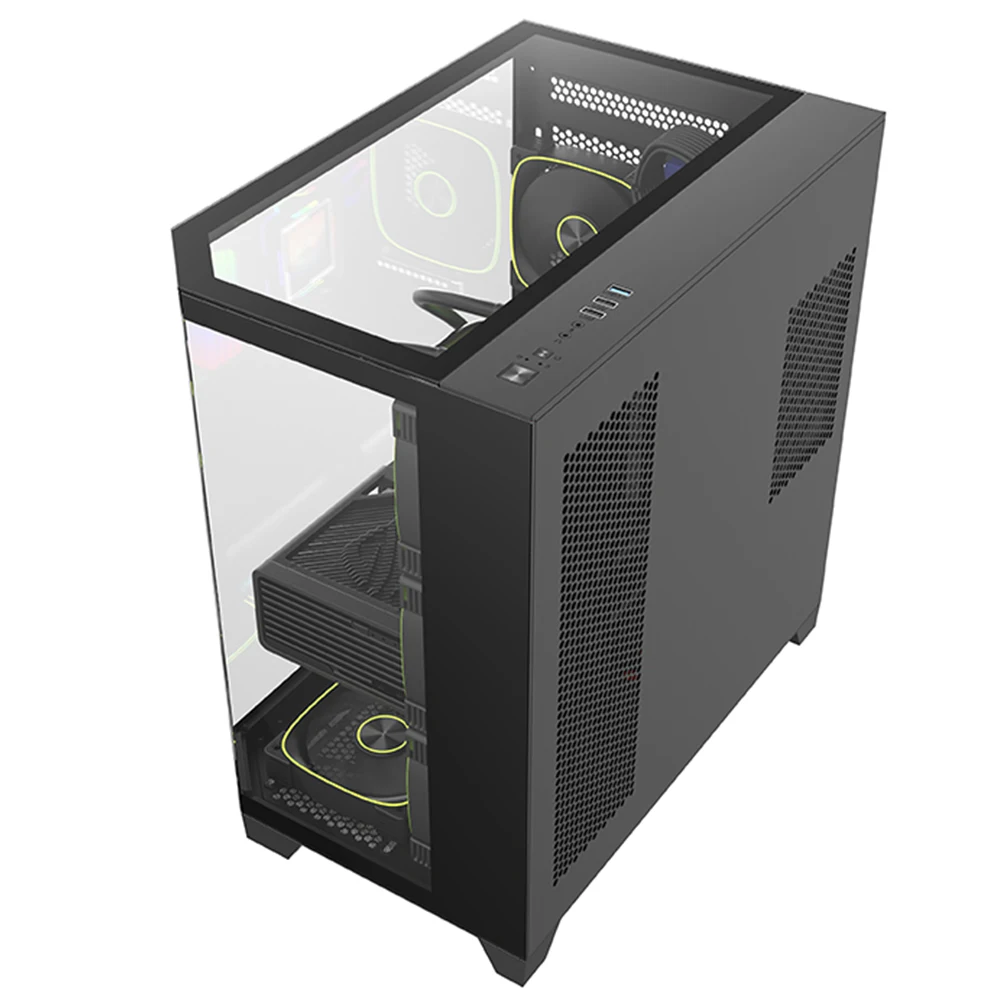 2025 رائجة البيع OEM ATX Micro-ATX ITX الزجاج المقسى RGB حافظة مروحة USB3.0 منتصف برج الألعاب حافظة الكمبيوتر هيكل الكمبيوتر لسطح المكتب