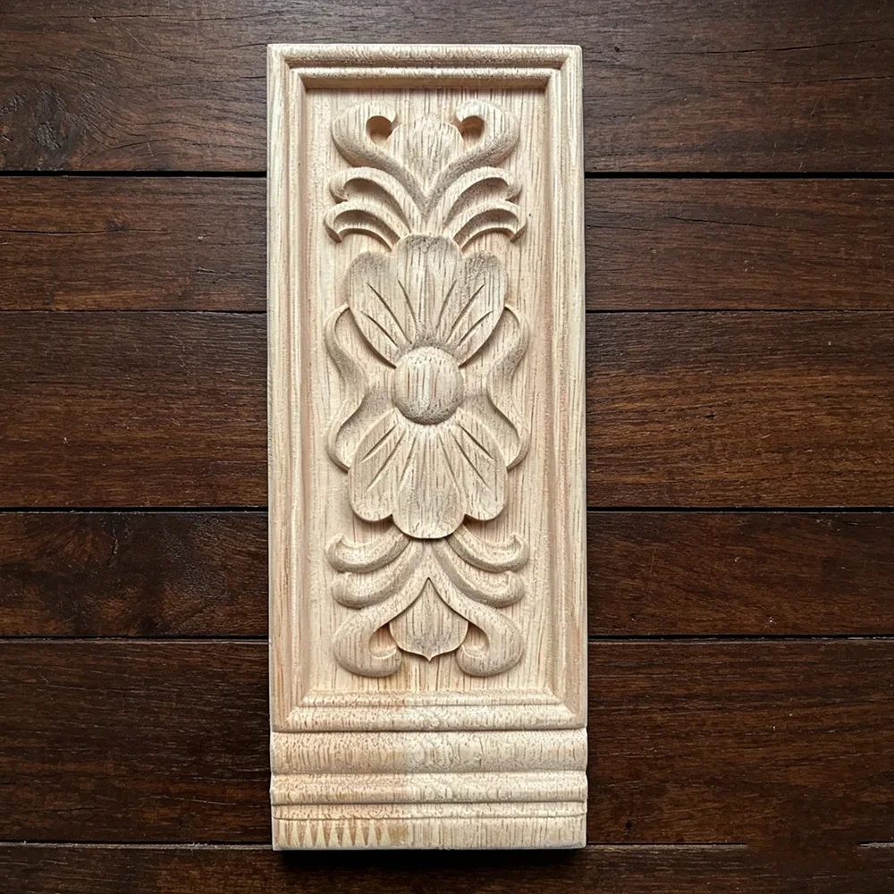 

1PC 20cm Vintage Home Decoration Accessories Furniture Appliques Woodcarving Corner Decal Wooden Decor Frame Wall Door Miniature