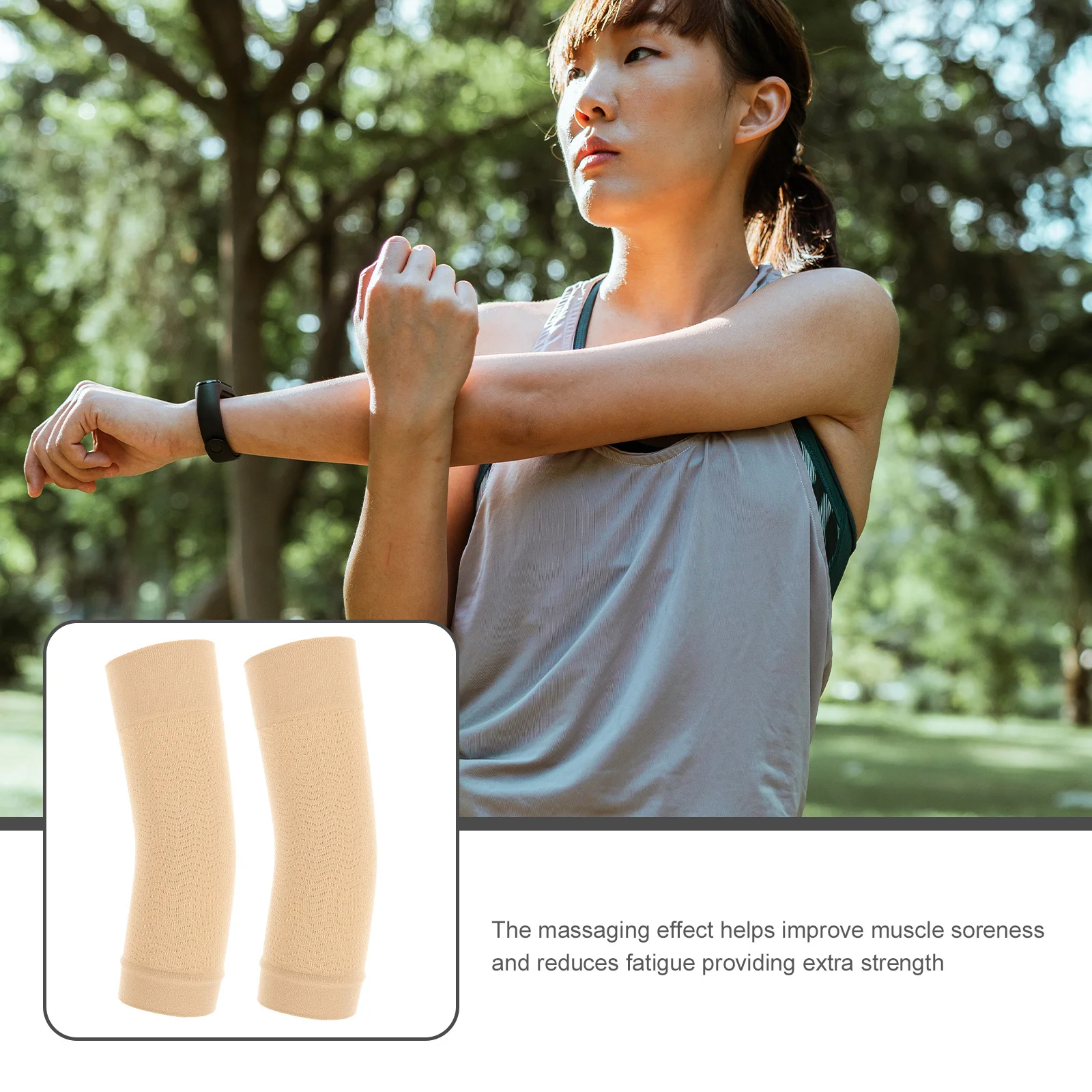 

1Pair Slimming Arm Sleeves Elastic Compression Improve Tone Upper Arms Muscle Relief Fitness Arm Sleeve Shaper Protective Beige