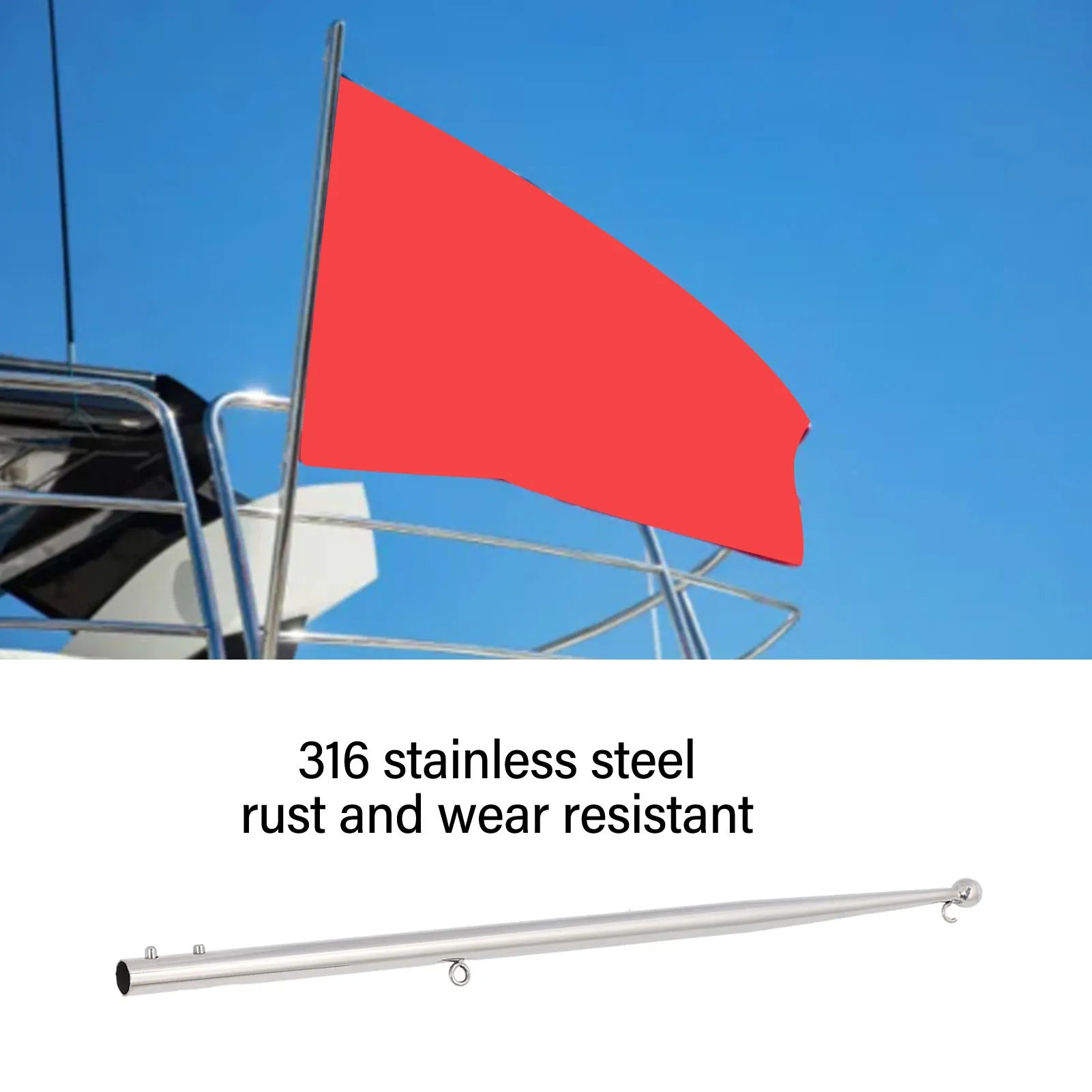 

Boat Flag Holder Boat Flag Pole 610mm Length Stable 316 Stainless Steel Rail Mount Flag Pole for Marine Yacht RVs Boat Flagstaff
