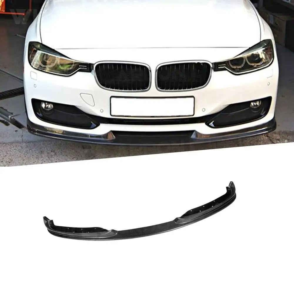 For BMW 3 Series F30 Standard Base Sedan 4 Door Carbon Fiber Front Bumper Lip Chin Spoiler Auto Car Decoration H Style 2013-2017