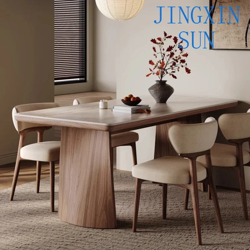 1.4m 1.6m 1.8m Modern Simple Light Luxury Solid Wood Slate Dining Table Dining Room Chairs Rectangular Tables Set Furniture
