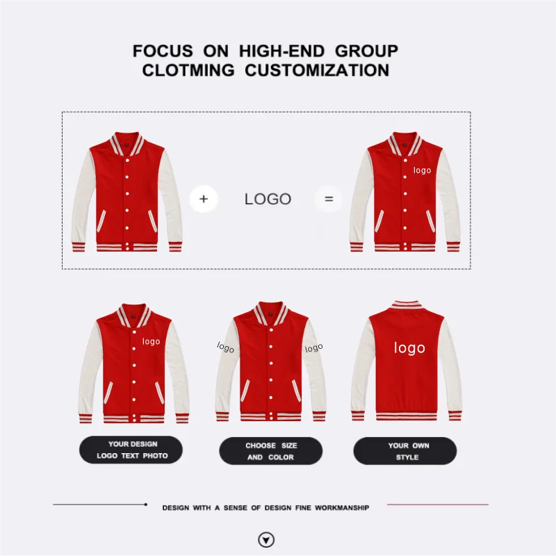 Men\'s Jacket Coat Custom Logo Embroidery Best Seller Baseball Uniform Casual Pure Cotton Baseball Jacket Personality Street Coat