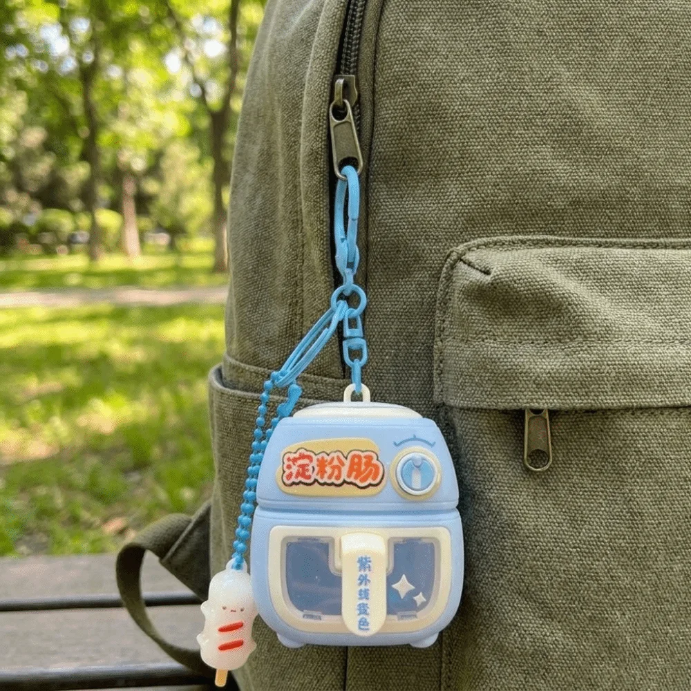 Creative Cute Simulation Air Fryer Keychain Lightweight Interactive UV Color Changing Keychain Portable Mini Oven Gift