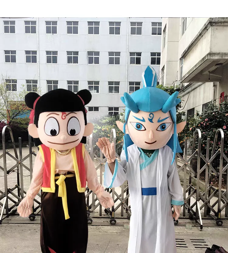 Criança mágica descendente nezha mascote traje carnaval baile de formatura festa dia dos namorados mostrar adereços cosplay dos desenhos animados boneca vestido conjunto