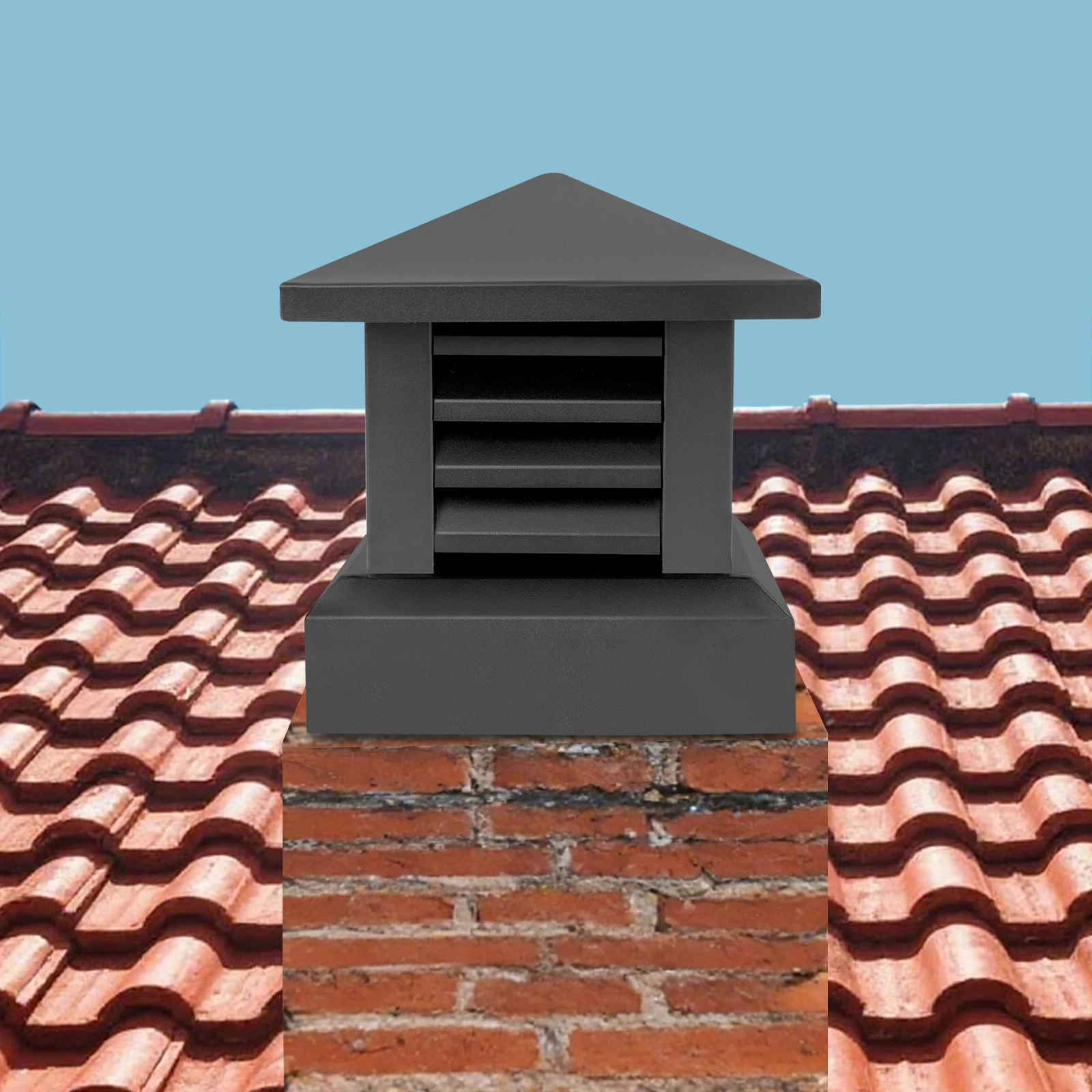

Modern Freestand Aluminum Alloy Chimney Cap Welding Sanding Spray Plastic Process Fireplace Chimney Cover Suitable for Flue