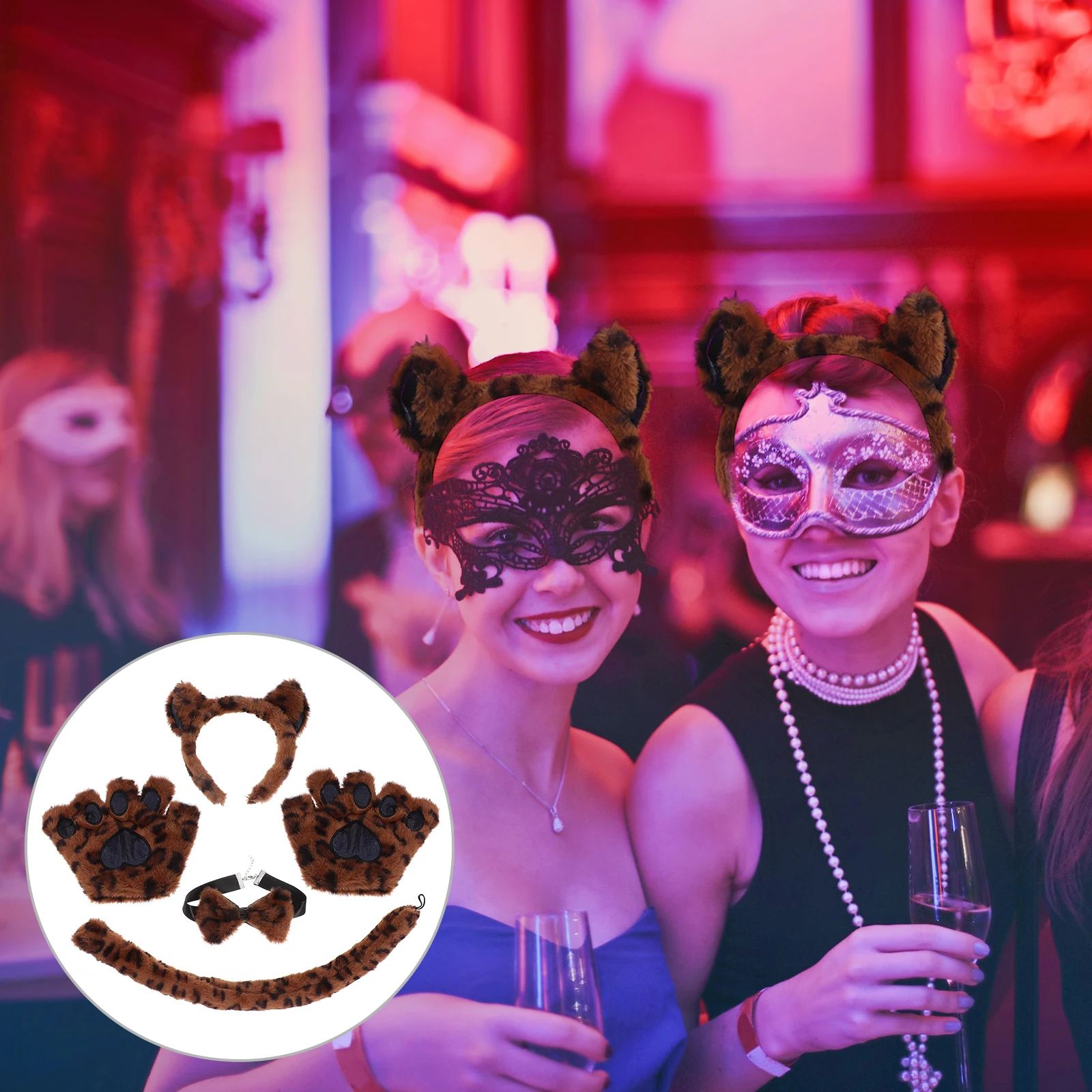 

1 set 1 Set Ear Headband Tail Gloves Plastic Reusable Festival Party Costume Party Prop Animal Cosplay Costume Accessories