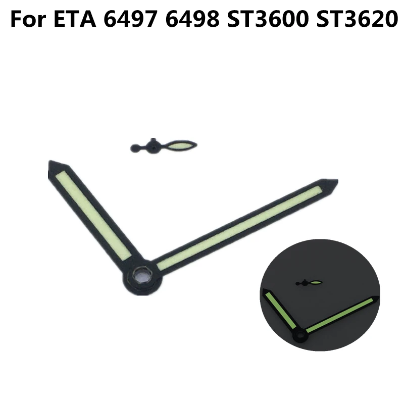 3Pcs Luminous Watch Hands Set for ETA 6497 6498 ST3600 ST3620, 13/17.5/3.5mm Green Glow Replacement Parts