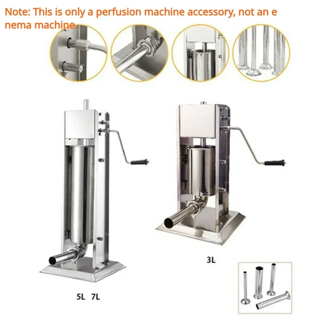 Maker Stainless 4pcs Manual Fill Meat Sausage Stuffer Syringe Machine Steel 165mm/6.5inch Homemade Filling