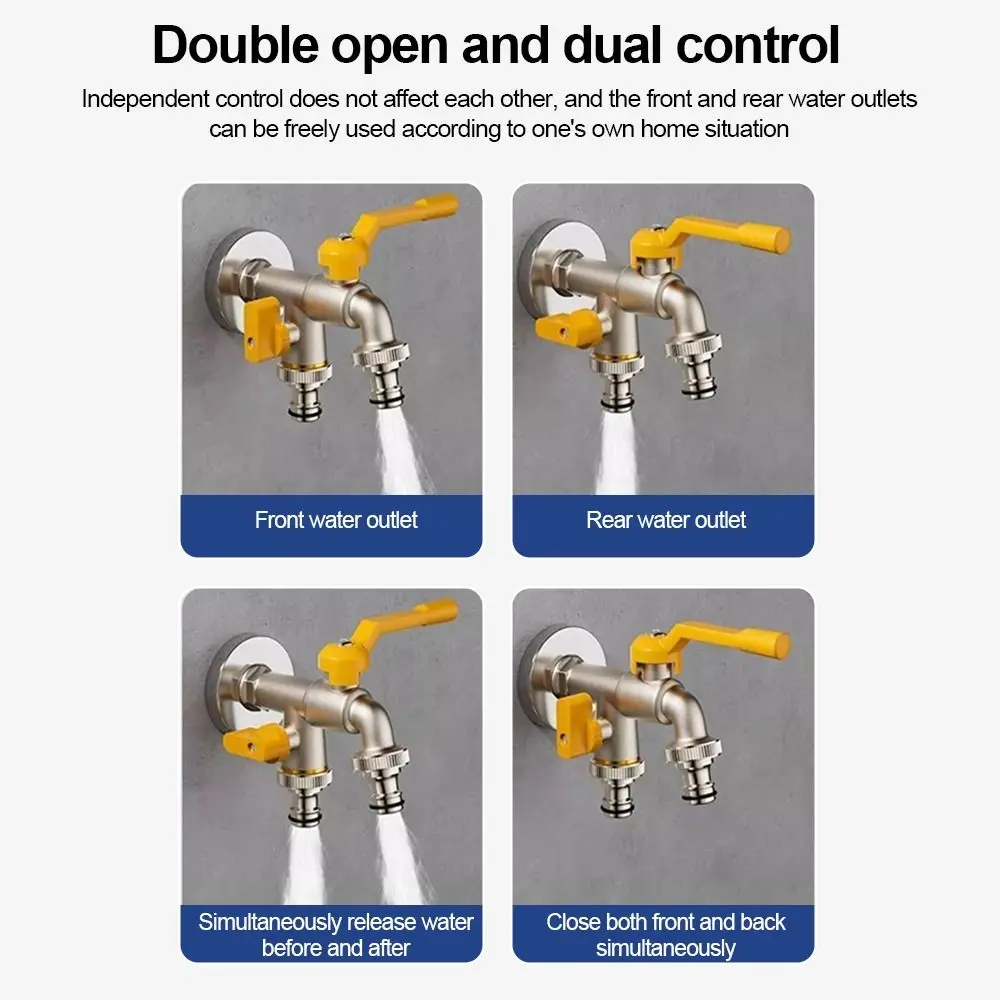 Portable Copper Water Tap Frost-Proof Double/One Outlet Water Tap Splitter Faucet Controller Adapter Balcony Use