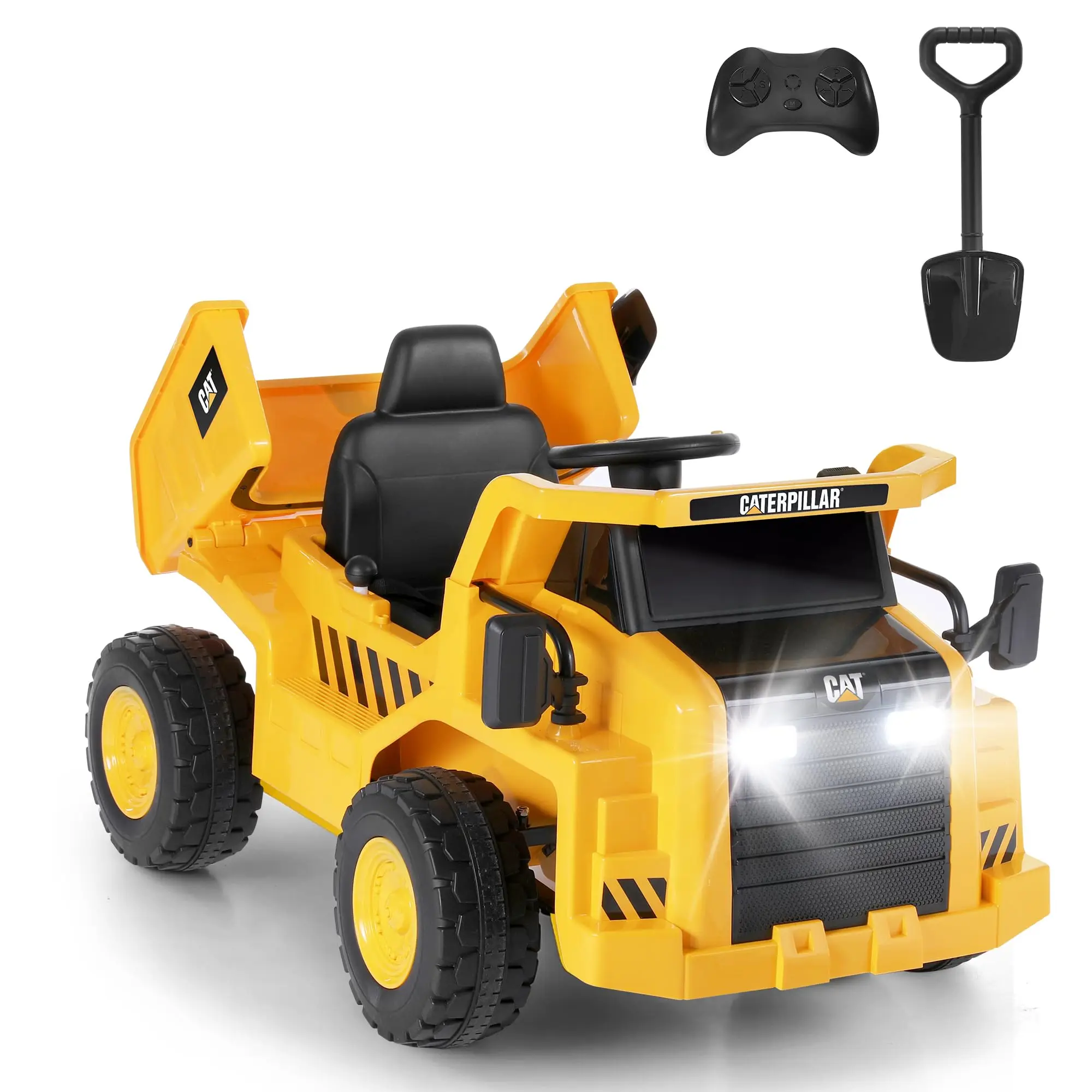 12V Battery Powered Ride on Kids Car with Shovel Construction Vehicle 4 Wheeler Electric Enthusiast Truck RC Car Toy for Kids