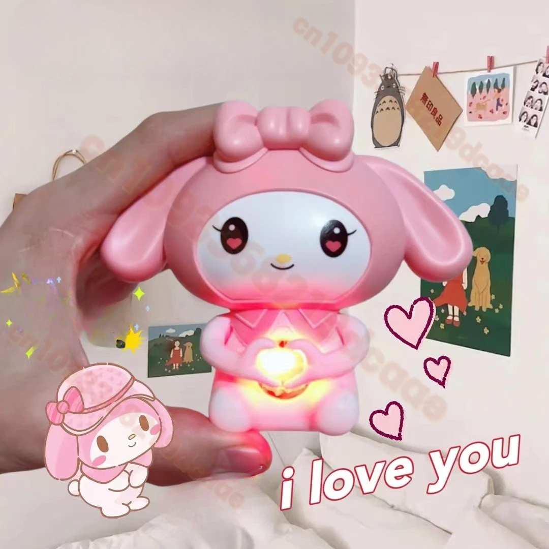 

Hello Kitty Melody Hand Heart Anime Figures Sanrio LED Love Gesture Expressing Love Doll Deco Christmas and Valentine's Day Gift