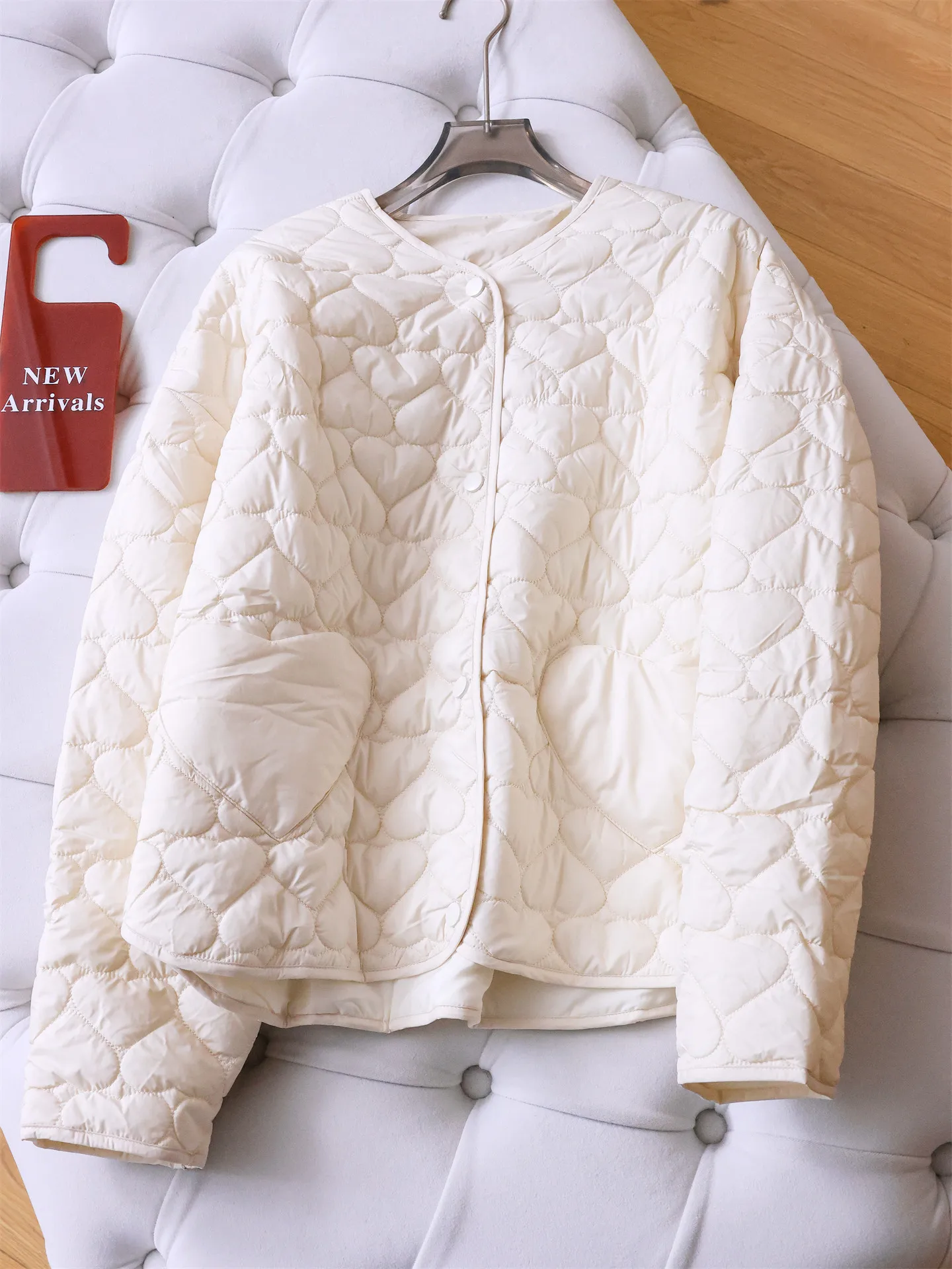 

Warmth Sewing Casual Loose Long Sleeve Women's Cotton Jacket round Neck Windproof Outerwear Slimming Outerwear Q079