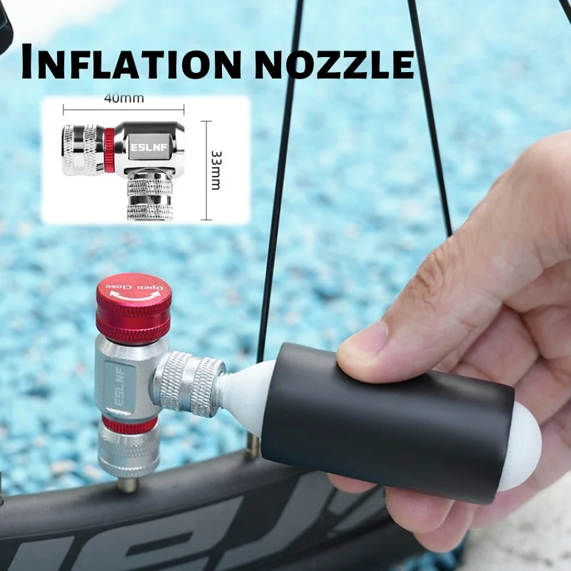 

Quick Connect CO2 bike tire inflator compatible with Presta and Schrader valves Precise air flow control aluminum alloy