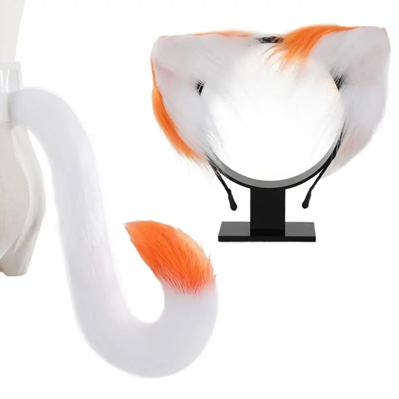Foxes Wolf Animal Cosplay Costume Ears Tail Set Wolf Ears Headband with Tail